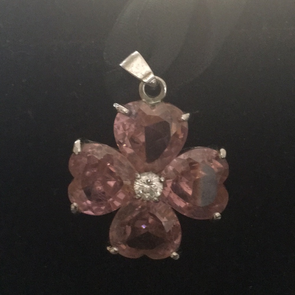 Flower pink pendant stamped 925
